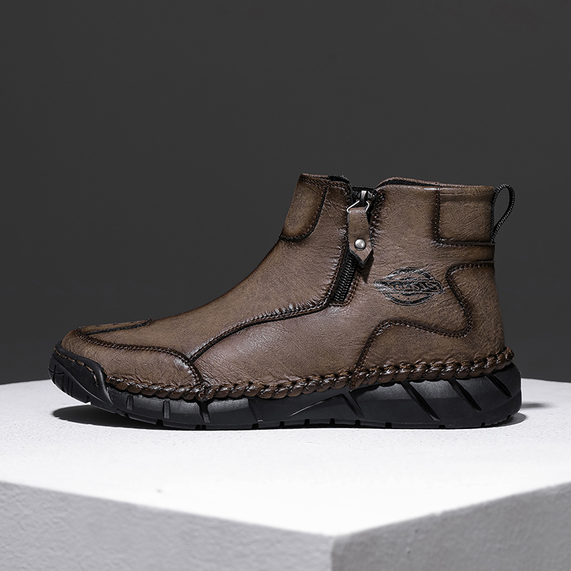 Men's Orthopedic Safety Off-Road Leather Boots - Lightweight ; Round Toe ; Ankle Protection ; Arch Support ; Non-Slip ; Durable for 3 years